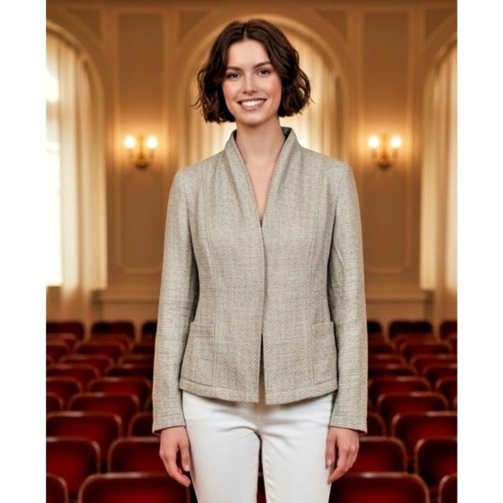 Eileen Fisher NEW long sleeve luxury snap blazer organic cotton organic linen XS